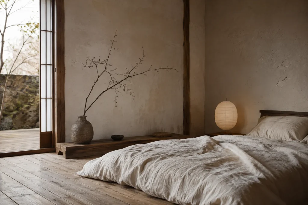 Japońskie wnętrza w stylu wabi-sabi: cisza, drewno i piękno niedoskonałości