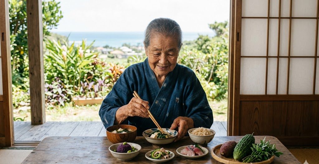Dieta Okinawy wyjaśniona faktami: bataty, tofu, warzywa, hara hachi bu, niski indeks glikemiczny i styl życia, który pomagał mieszkańcom Okinawy dożywać ponad 100 lat.