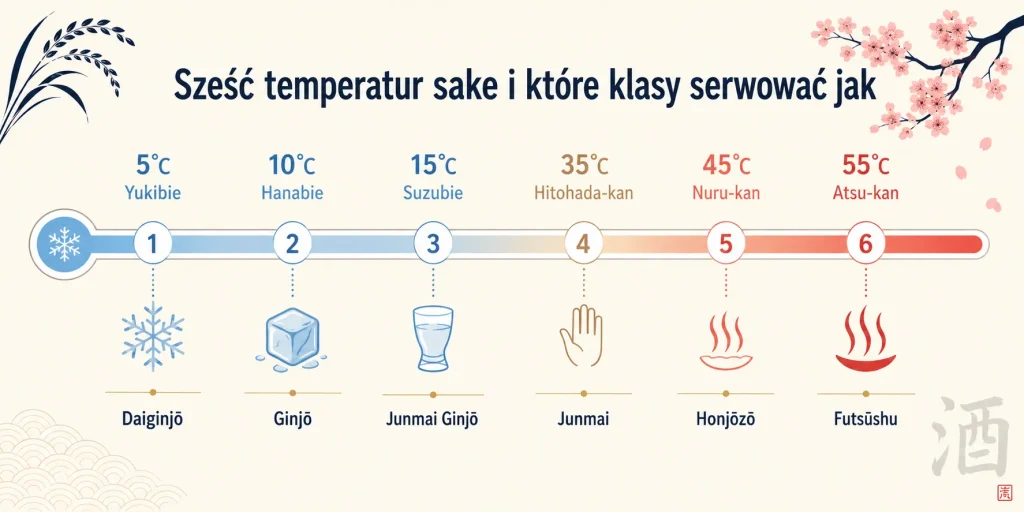 Sześć temperatur sake i które klasy serwować jak