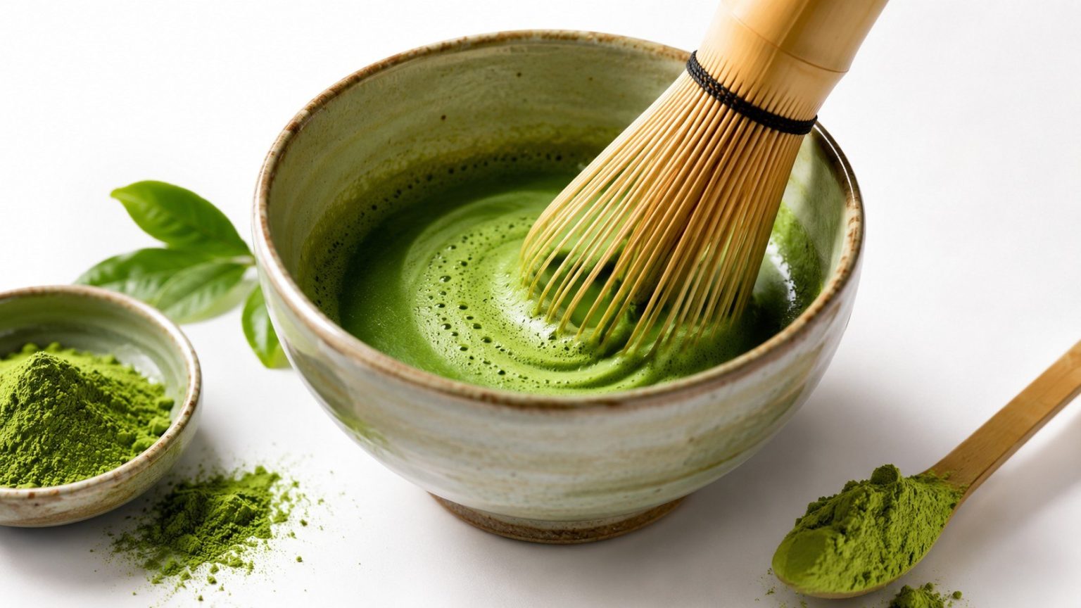 Matcha — jak przygotować idealną herbatę krok po kroku: ile proszku użyć, jaka temperatura wody jest najlepsza, jak ubić piankę, jak uniknąć goryczy i czym różni się usucha od latte.